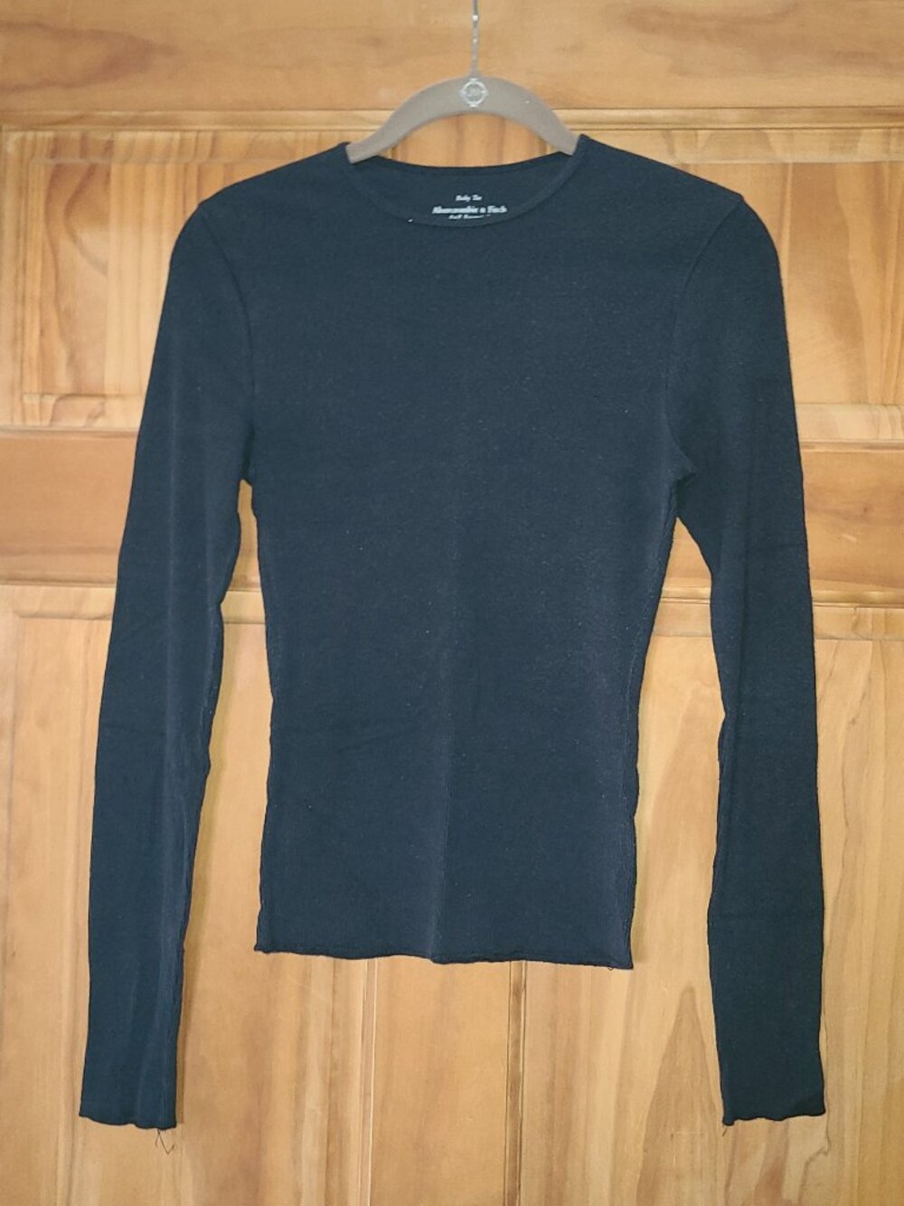 Abercrombie & Fitch Black Long Sleeve Ribbed Baby Tee